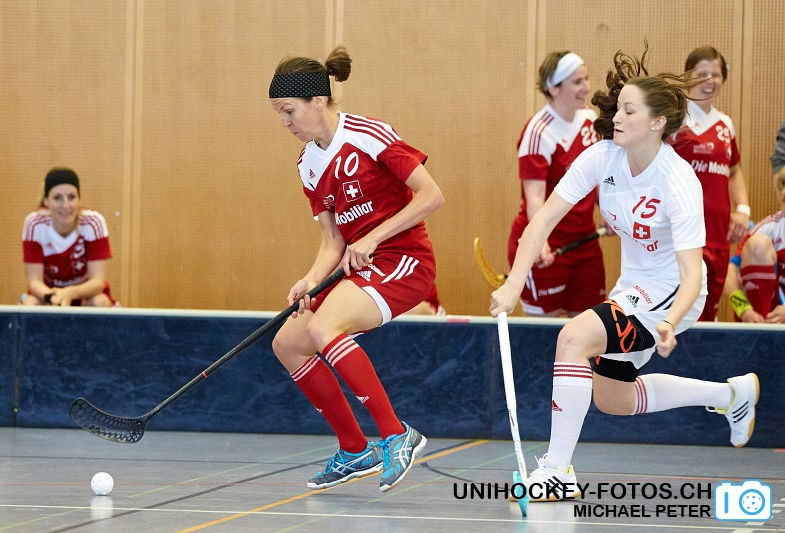 Testspiel zwischen den Damen A Nationalmannschaften Golden Girls - Damen A-Nati 
Resultat 6 : 3 am 16. Mai 2015 in der Sporthalle Ruebisbach in Kloten
Bild: Michael Peter