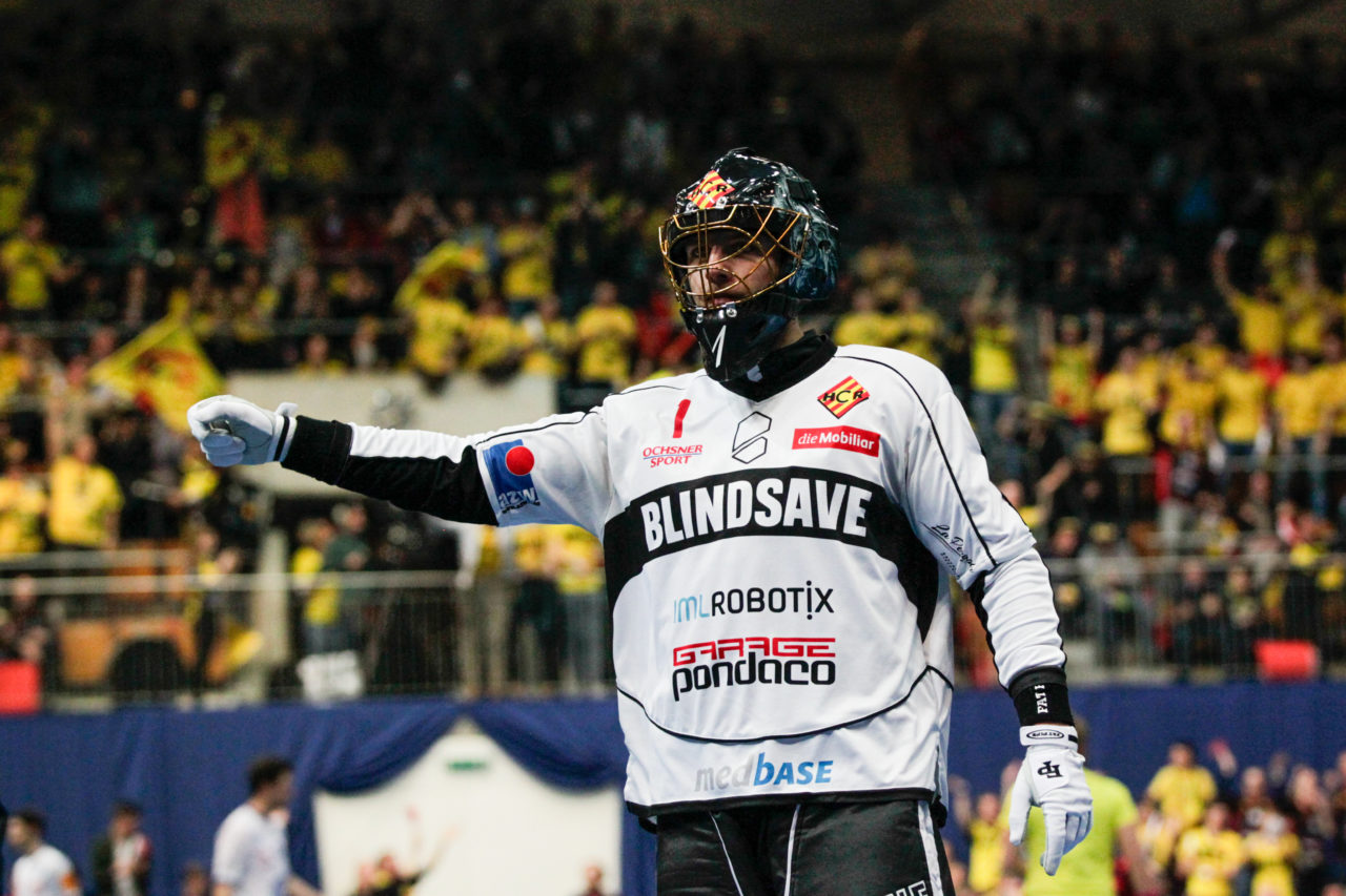 25.2.2017; Bern; Unihockey Cupfinal Herren 2017; GC Unihockey - HC Rychenberg Winterthur; Ruven Gruber (Nr. 1, HC Rychenberg Winterthur)
 
(Claudio Thoma/freshfocus)