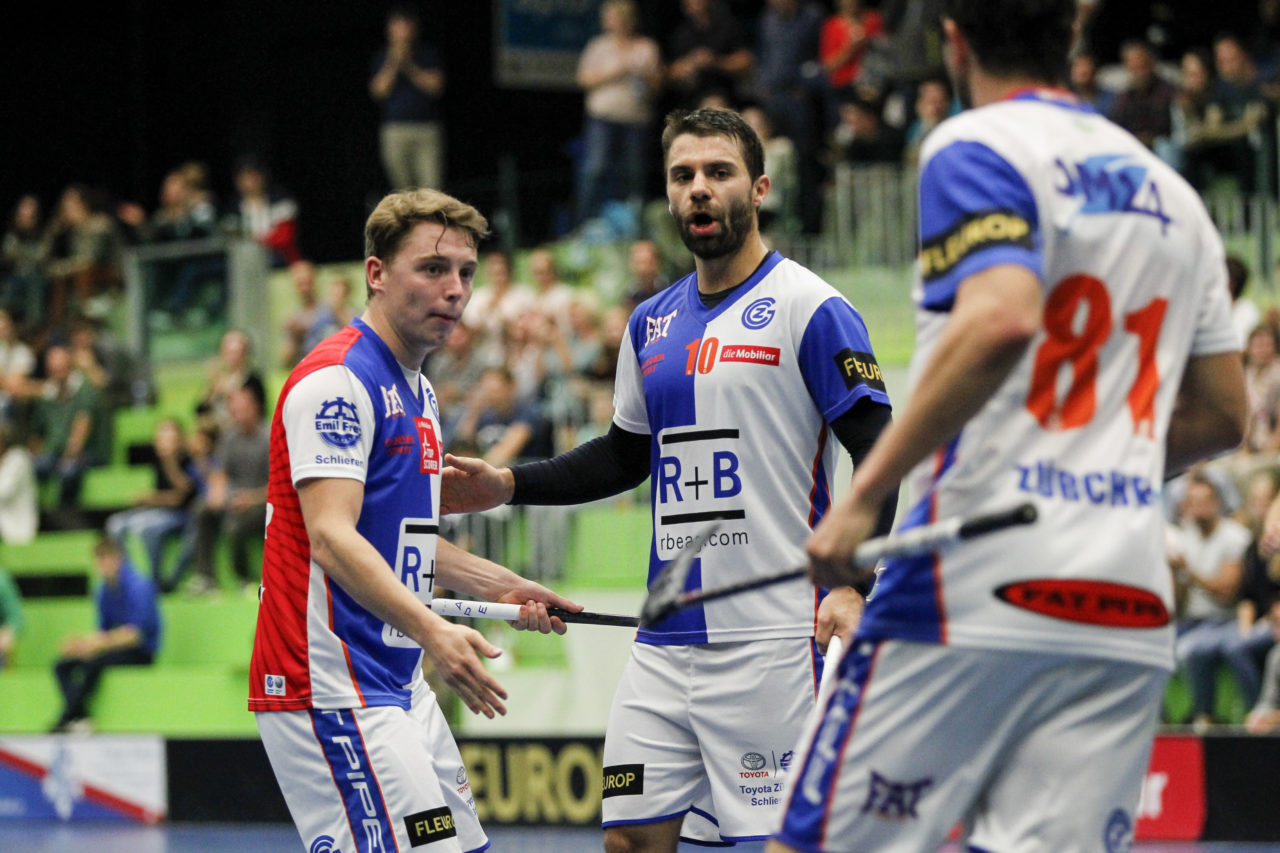 Jubel von GC.

14.10.2017; GC Unihockey - SV Wiler Ersigen, Sporthalle Hardau; Zuerich)
Photos: www.unihockey-fotos.ch Claudio Thoma