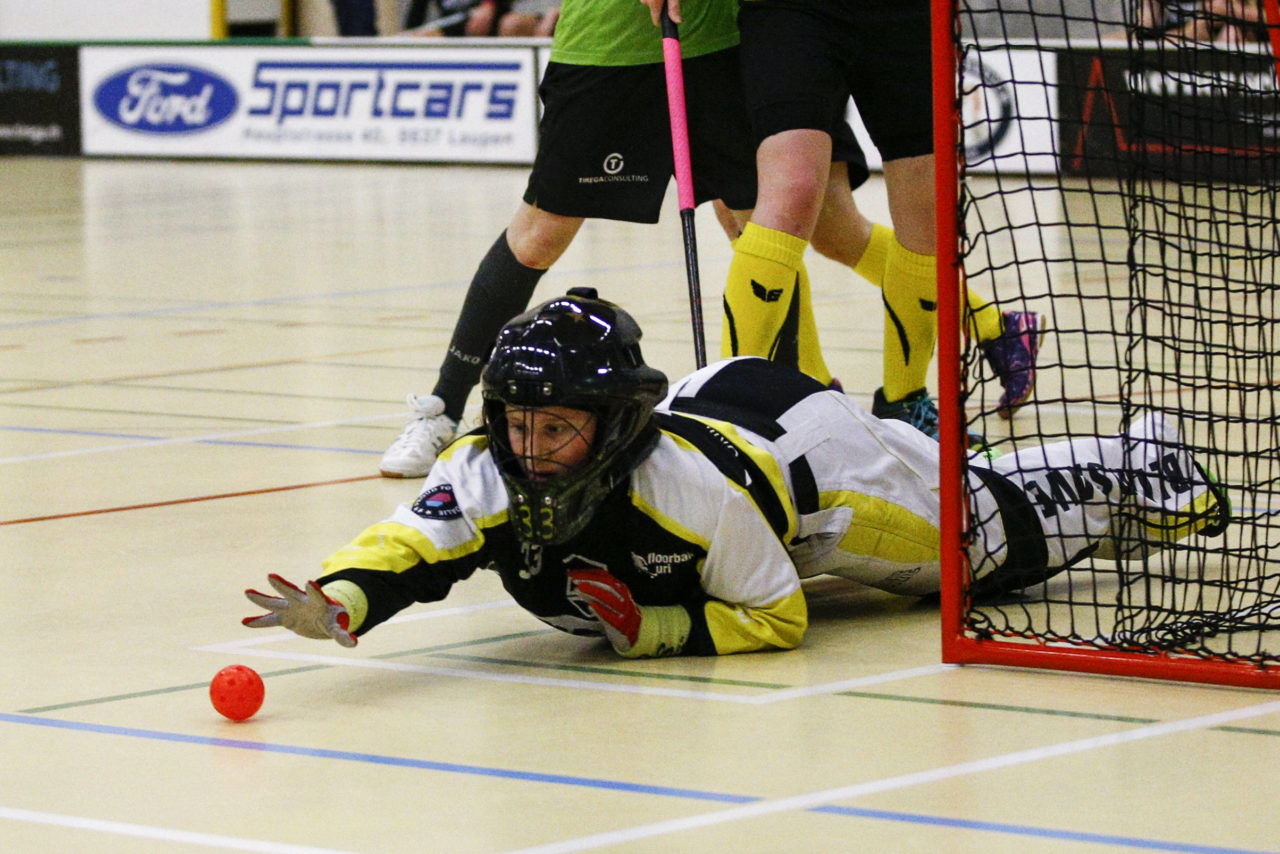 Anna-Lena Arnold (Nr. 33, Floorball Uri) schnappt sich den Ball.

(UHC Laupen - Floorball Uri; 20.1.2018; Sporthalle Elba, Wald)
Photos: www.unihockey-fotos.ch / Claudio Thoma