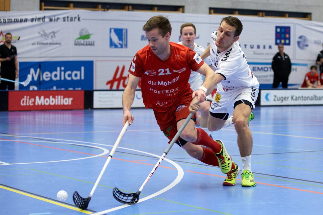 Zug United Herren NLA
Zug United - UHC Thun 
Resultat 8 : 4 am 20. Januar 2018 in der Sporthalle  Schönenbühl in Unterägeri 
Bild: Michael Peter