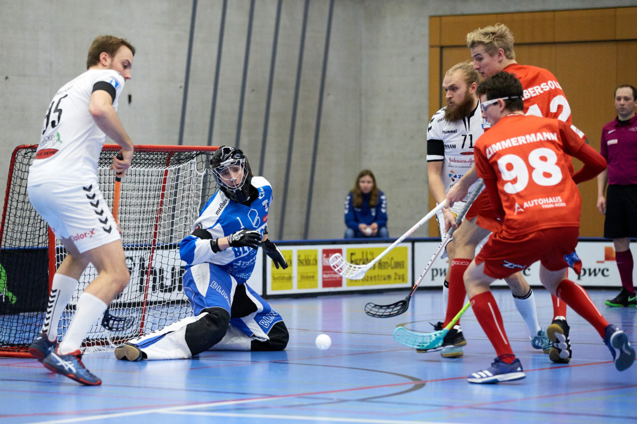 Zug United Herren NLA
Zug United - UHC Thun 
Resultat 8 : 4 am 20. Januar 2018 in der Sporthalle  Schönenbühl in Unterägeri 
Bild: Michael Peter