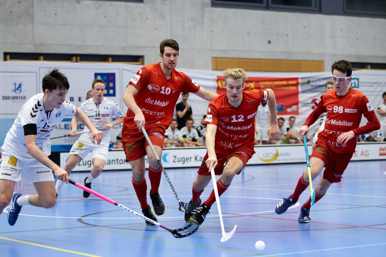 Zug United Herren NLA
Zug United - UHC Thun 
Resultat 8 : 4 am 20. Januar 2018 in der Sporthalle  Schönenbühl in Unterägeri 
Bild: Michael Peter
