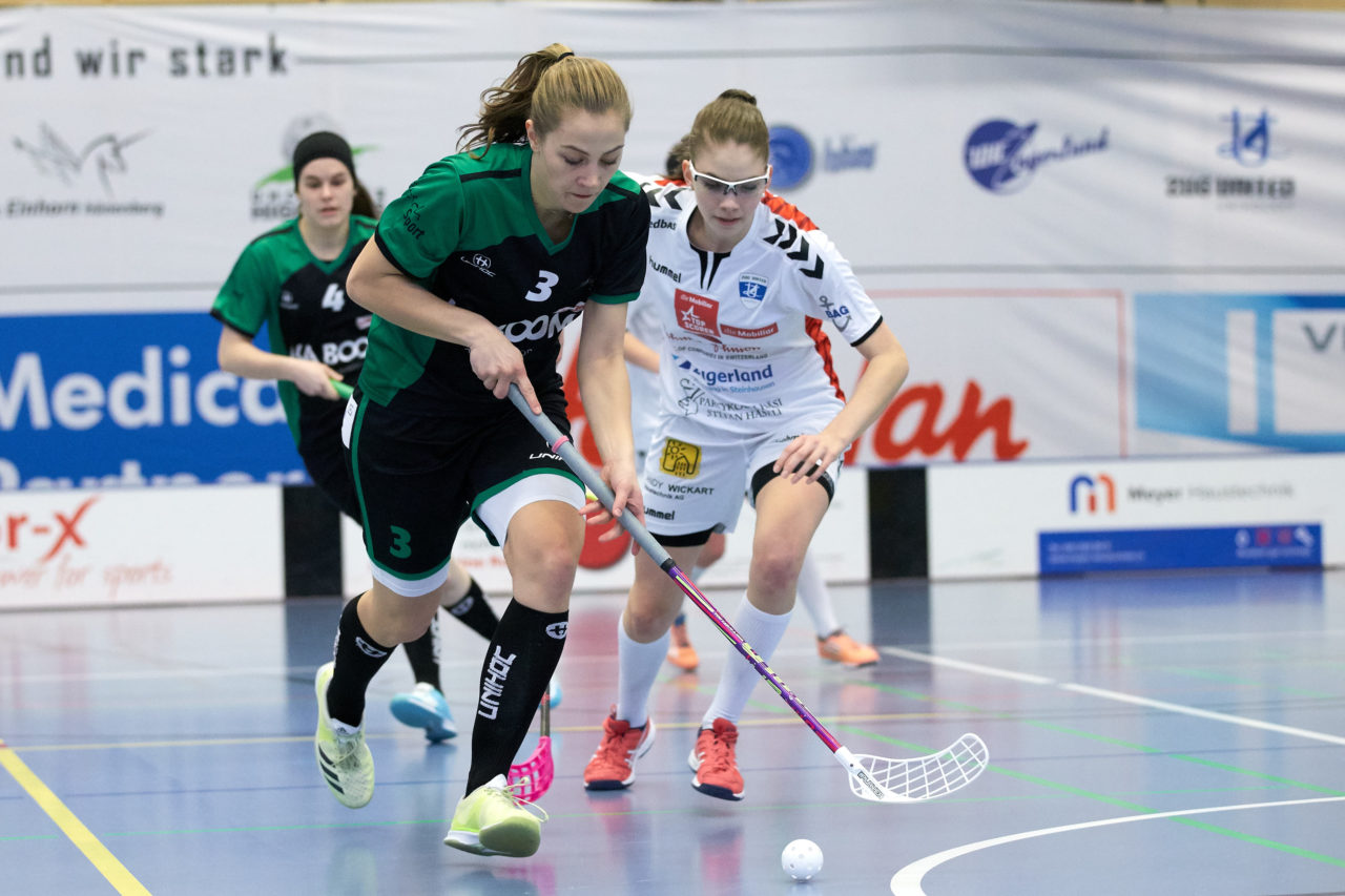 Zug United Damen NLA 
Zug United - UHC Waldkirch St Gallen 
Resultat 3 :4 nach Verlängerung am 17. Februar 2018 in der Sporthalle  Hofmatt in Oberägeri 
Bild: Michael Peter