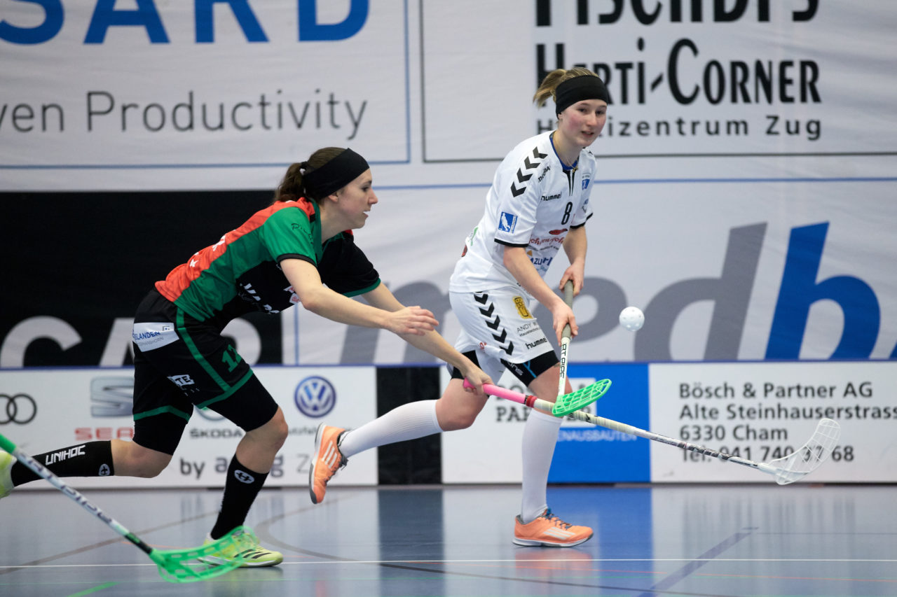 Zug United Damen NLA 
Zug United - UHC Waldkirch St Gallen 
Resultat 3 :4 nach Verlängerung am 17. Februar 2018 in der Sporthalle  Hofmatt in Oberägeri 
Bild: Michael Peter