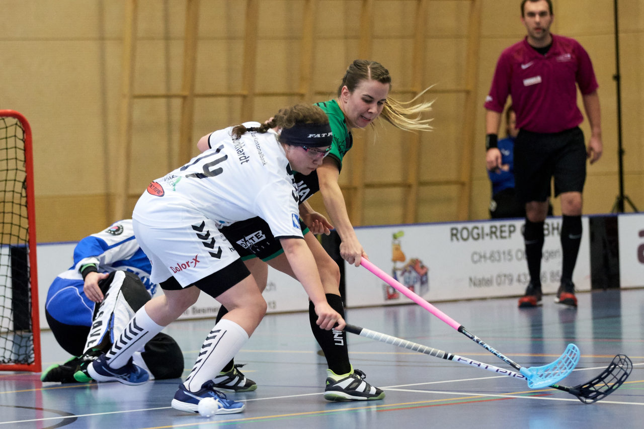 Zug United Damen NLA 
Zug United - UHC Waldkirch St Gallen 
Resultat 3 :4 nach Verlängerung am 17. Februar 2018 in der Sporthalle  Hofmatt in Oberägeri 
Bild: Michael Peter