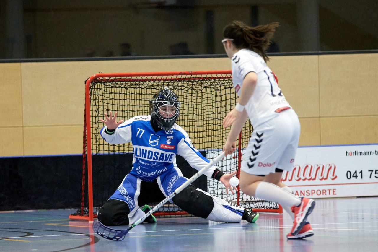 Zug United Damen NLA 
Zug United - UHC Waldkirch St Gallen 
Resultat 3 :4 nach Verlängerung am 17. Februar 2018 in der Sporthalle  Hofmatt in Oberägeri 
Bild: Michael Peter