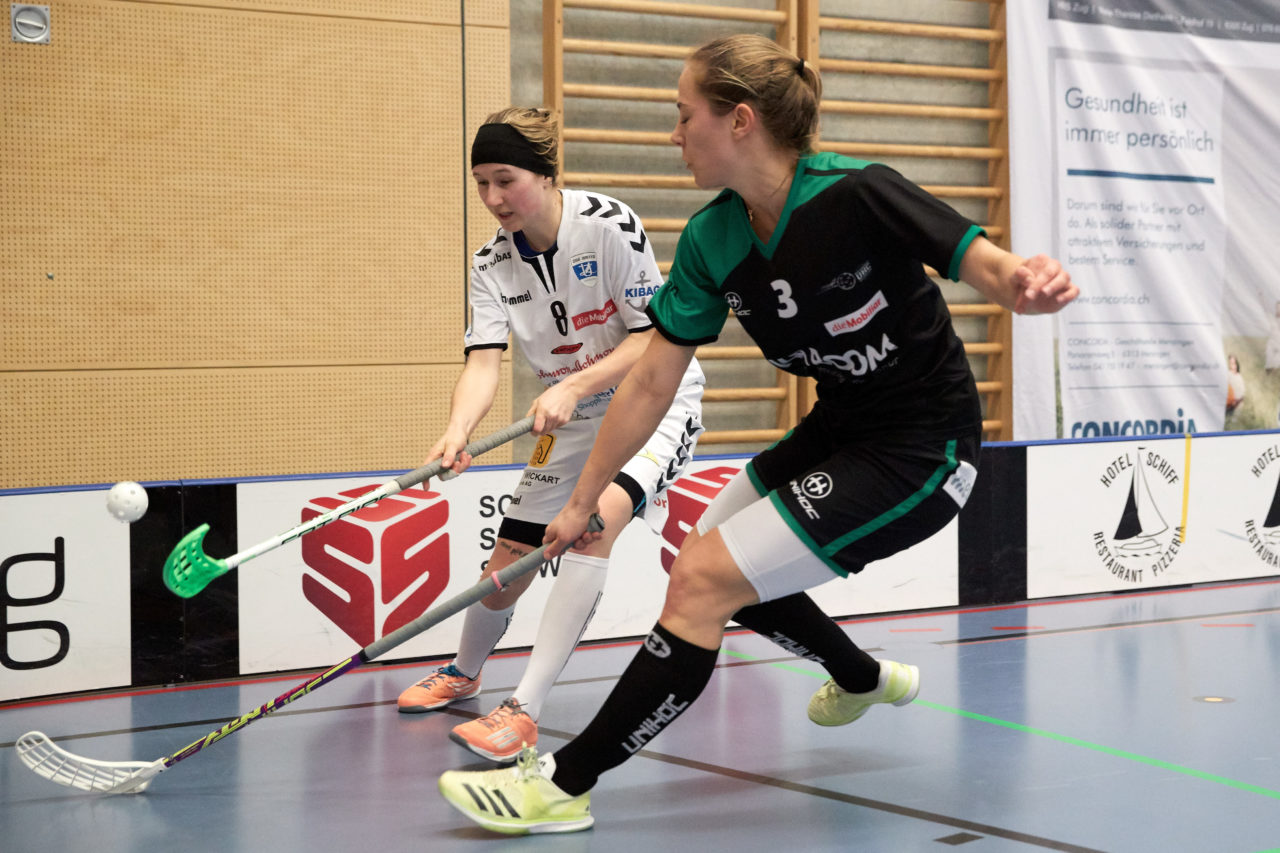 Zug United Damen NLA 
Zug United - UHC Waldkirch St Gallen 
Resultat 3 :4 nach Verlängerung am 17. Februar 2018 in der Sporthalle  Hofmatt in Oberägeri 
Bild: Michael Peter