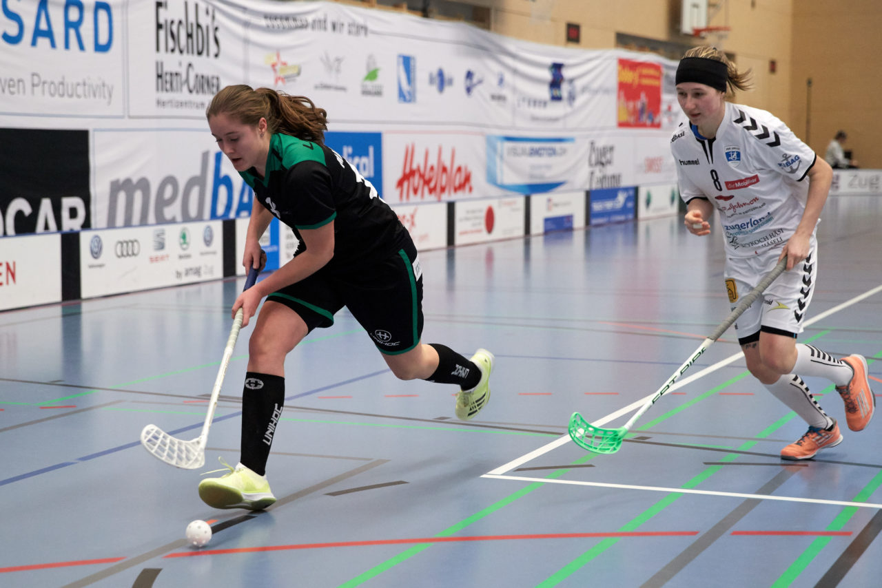 Zug United Damen NLA 
Zug United - UHC Waldkirch St Gallen 
Resultat 3 :4 nach Verlängerung am 17. Februar 2018 in der Sporthalle  Hofmatt in Oberägeri 
Bild: Michael Peter