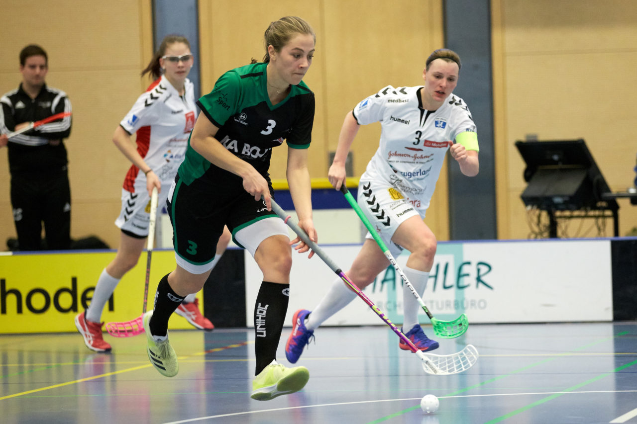 Zug United Damen NLA 
Zug United - UHC Waldkirch St Gallen 
Resultat 3 :4 nach Verlängerung am 17. Februar 2018 in der Sporthalle  Hofmatt in Oberägeri 
Bild: Michael Peter