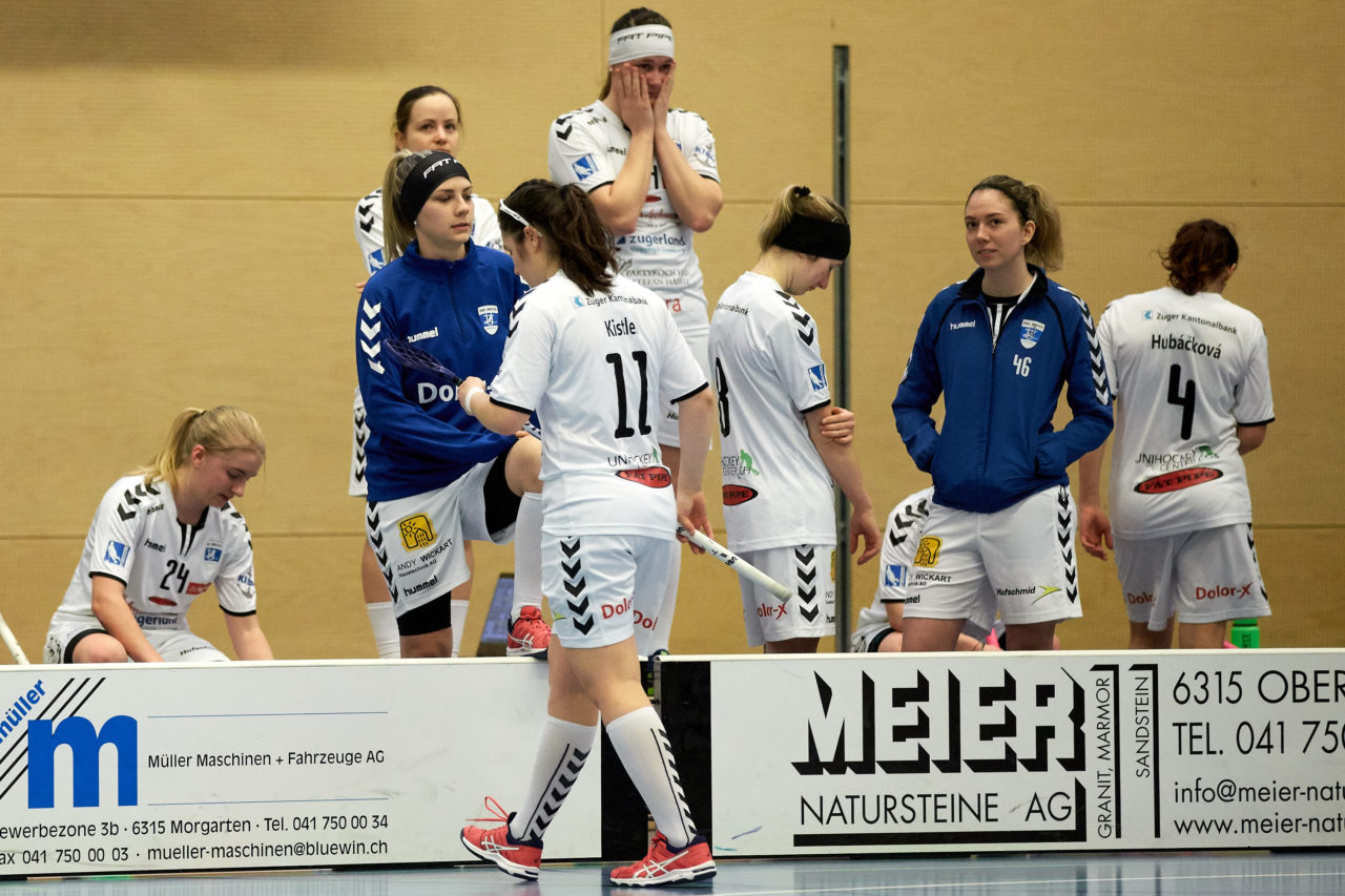 Zug United Damen NLA 
Zug United - UHC Waldkirch St Gallen 
Resultat 3 :4 nach Verlängerung am 17. Februar 2018 in der Sporthalle  Hofmatt in Oberägeri 
Bild: Michael Peter