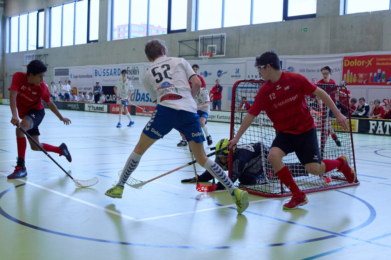Junioren U16A Zug United - UHC Alligator Malans 
Resultat 10 : 8 am 11. Februar 2018 in der Sporthalle Dorfmatt in Rotkreuz 
Bild: Michael Peter