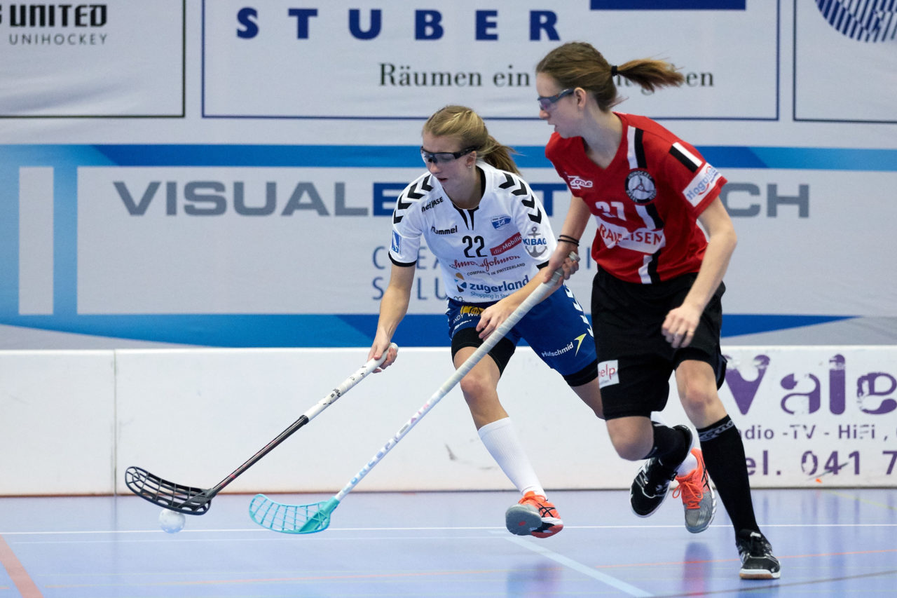 Juniorinnen U21B Aufstiegsspiele 3. Spiel Zug United -  Unihockey Basel Regio 
Resultat 4 : 6 am  18. März 2018 in der Sporthalle Schönenbühl in Unterägeri 
Bild: Michael Peter