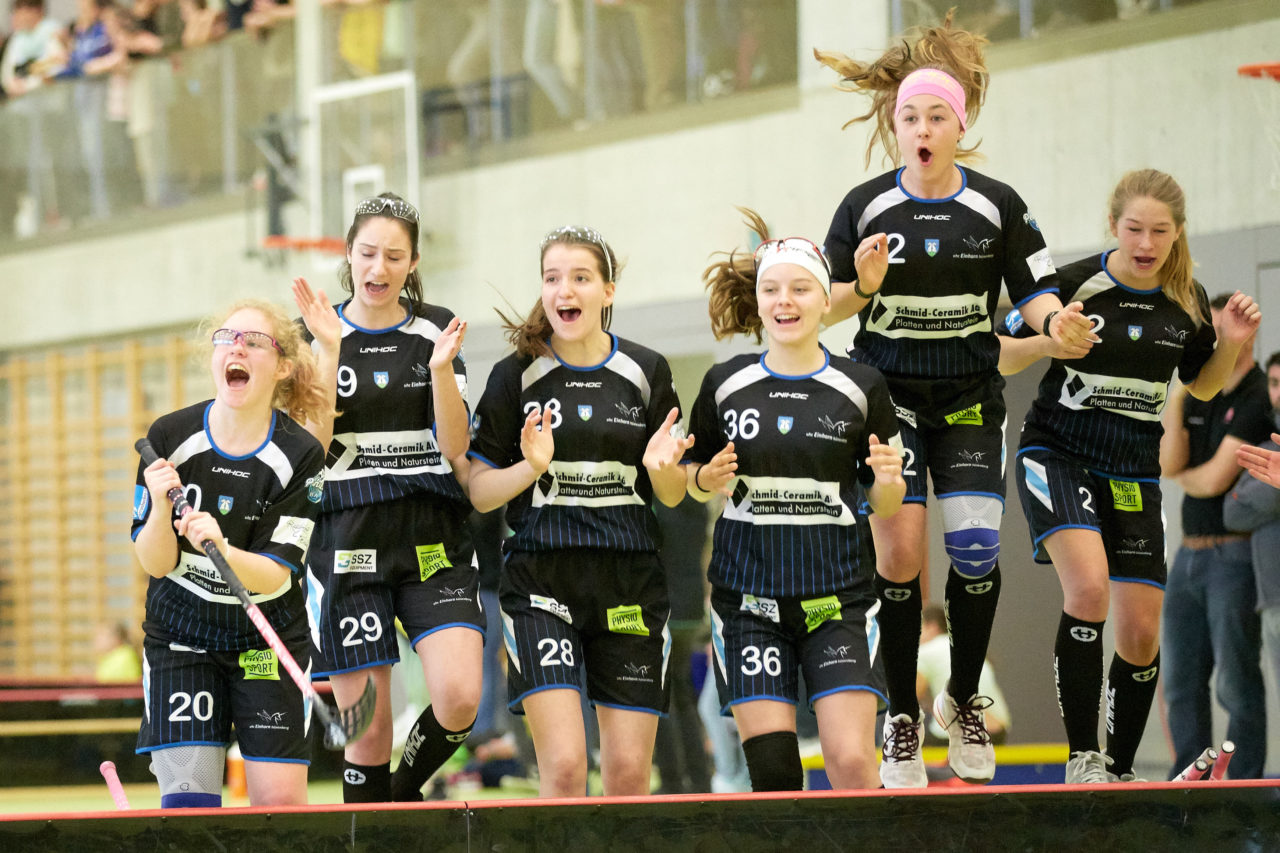 Schweizermeisterschaft 2018 der Juniorinnen B und C 
am 14. und 15. April  2018 in der Sporthalle Dorfmatt in Rotkreuz Der UHC Einhorn Hünenberg wird  in beiden Ligen Schweizermeister 
Bild: Michael Peter