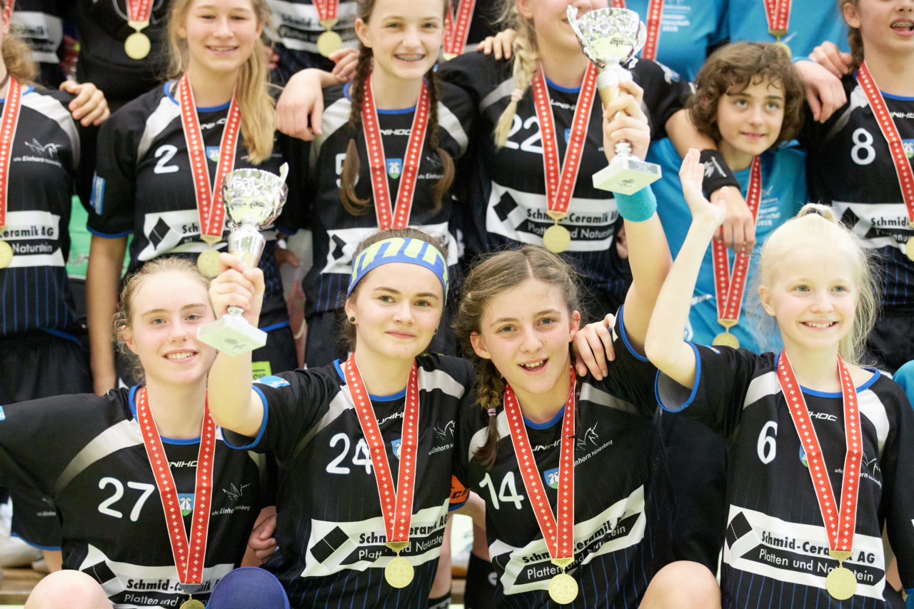 Schweizermeisterschaft 2018 der Juniorinnen B und C 
am 14. und 15. April  2018 in der Sporthalle Dorfmatt in Rotkreuz Der UHC Einhorn Hünenberg wird  in beiden Ligen Schweizermeister 
Bild: Michael Peter