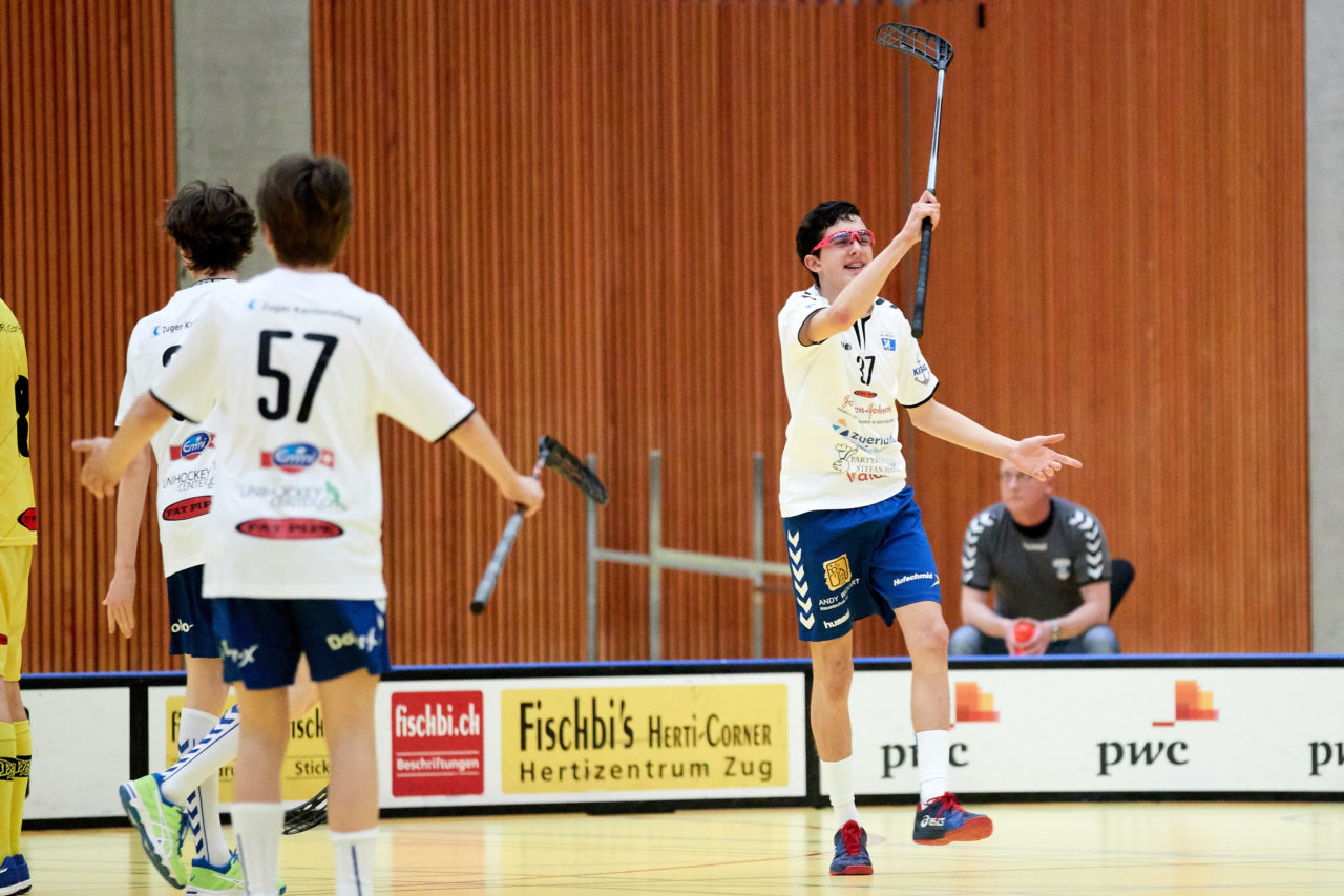 Junioren U16A 
Playoff Halbfinal 2. Spiel 
Zug United -  HC Rychenberg Winterthur 
Resultat 5 : 8 am  31. März 2018 in der Sporthalle Zug 
Bild: Michael Peter