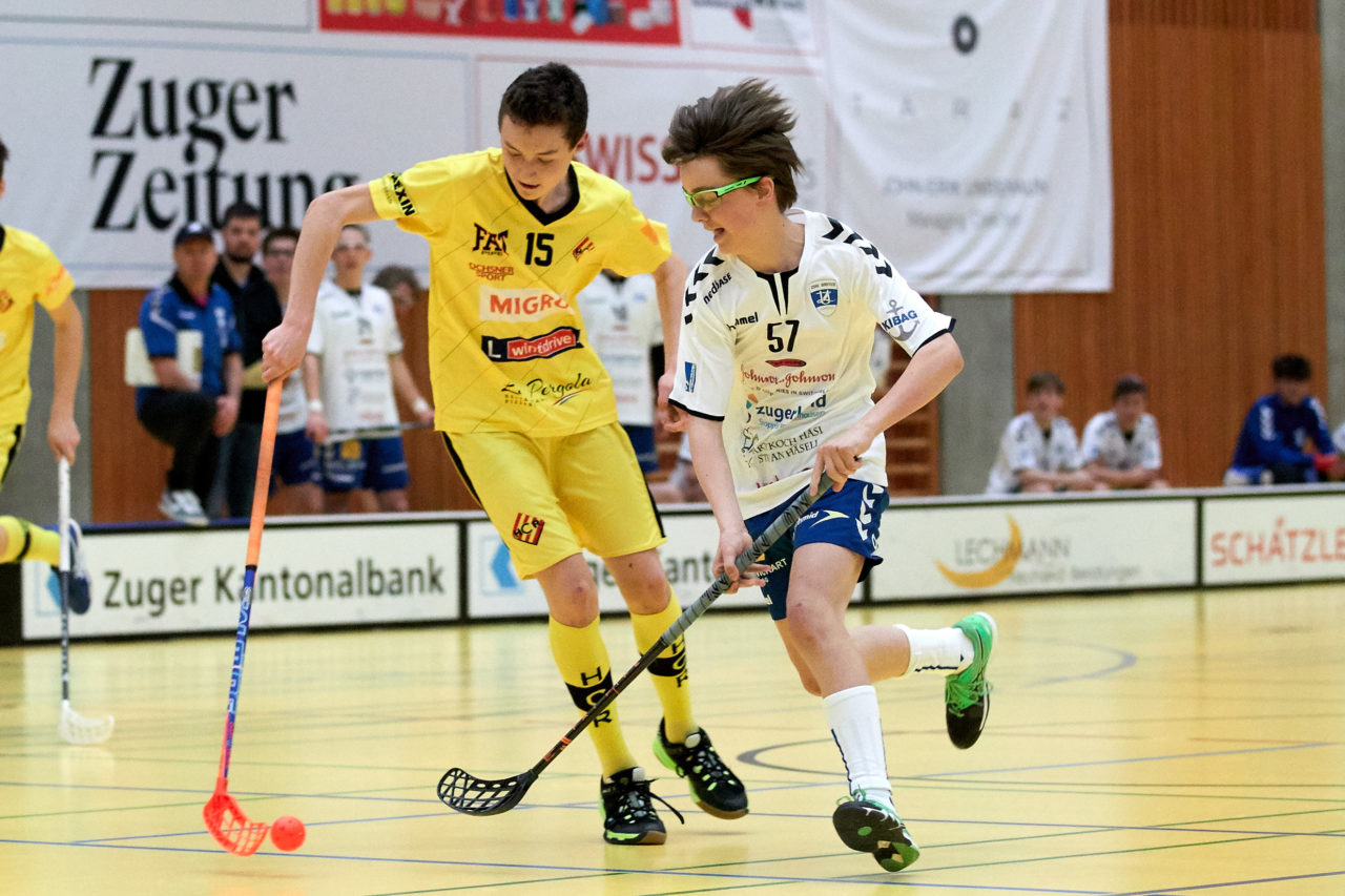 Junioren U16A 
Playoff Halbfinal 2. Spiel 
Zug United -  HC Rychenberg Winterthur 
Resultat 5 : 8 am  31. März 2018 in der Sporthalle Zug 
Bild: Michael Peter