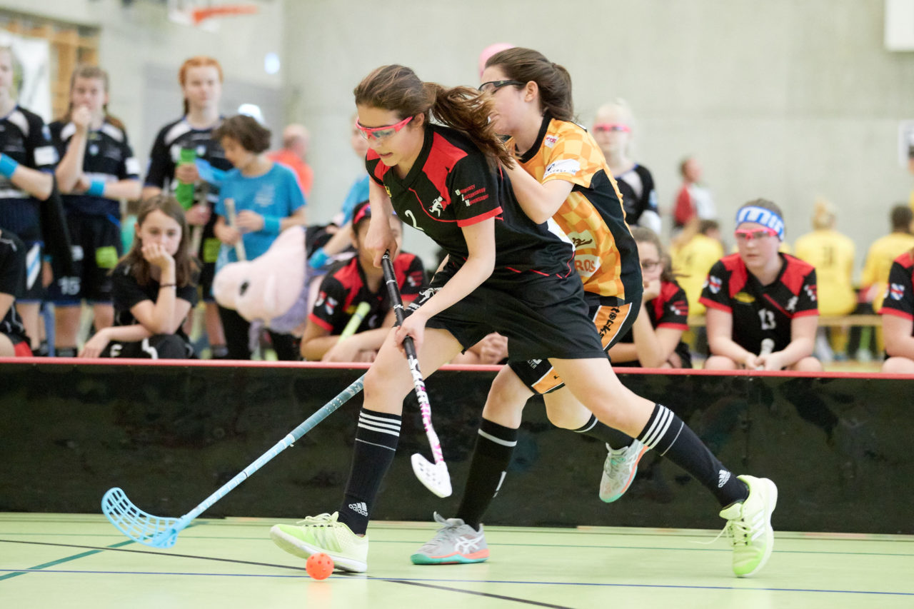 Schweizermeisterschaft 2018 der Juniorinnen B und C 
am 14. und 15. April  2018 in der Sporthalle Dorfmatt in Rotkreuz Der UHC Einhorn Hünenberg wird  in beiden Ligen Schweizermeister 
Bild: Michael Peter