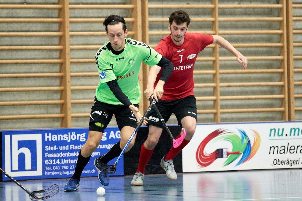 Herren 1. Liga Gruppe 2 
Zuger Highlands - Bülach Floorball 
Resultat 5 : 6 nach Verlängerung  am 11. November 2018 in der Sporthalle  Hofmatt in Oberägeri 
Bild: Michael Peter