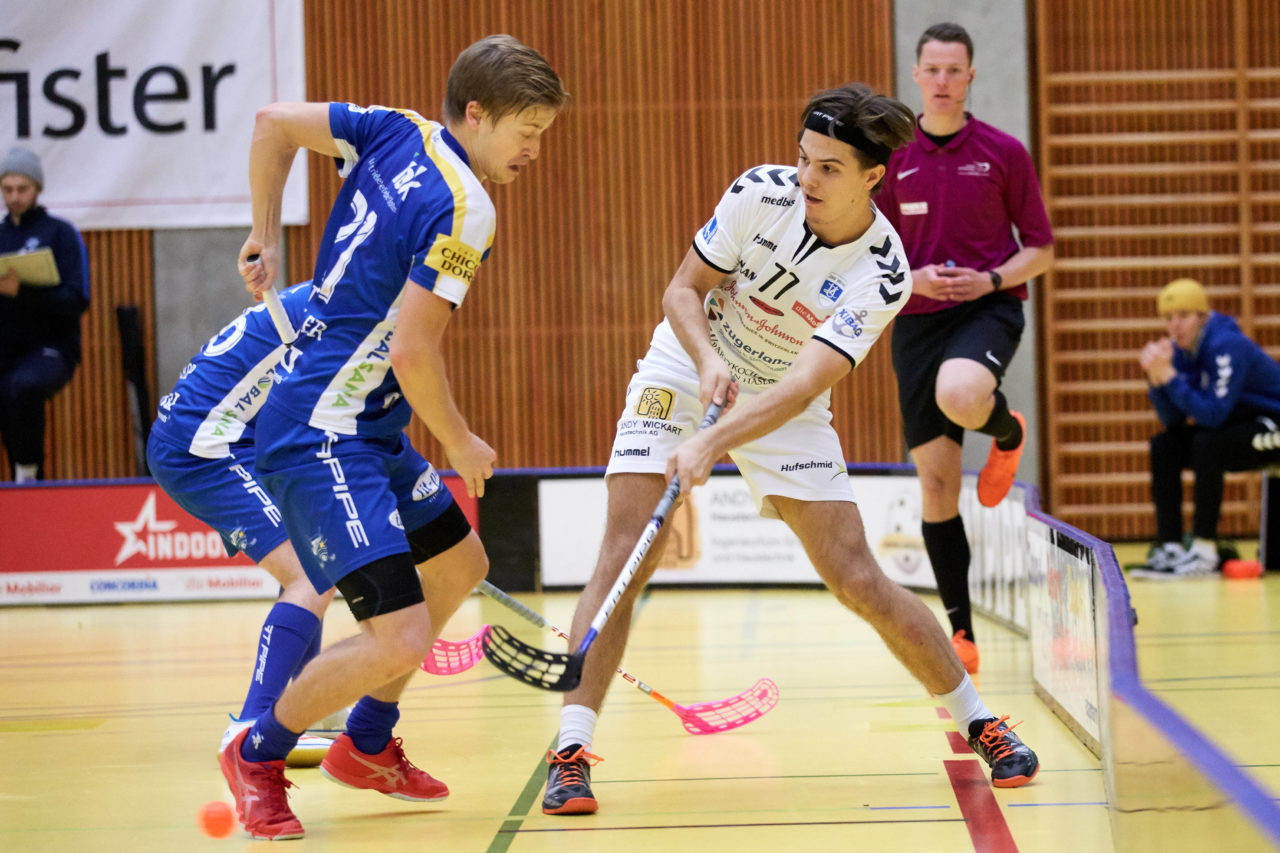Zug United Herren NLA
Zug United - Kloten-Dietlikon Jets 
Resultat 7 : 6 nach Verlängerung am 6. Januar  Dezember 2019 in der Sporthalle in Zug 
Bild: Michael Peter