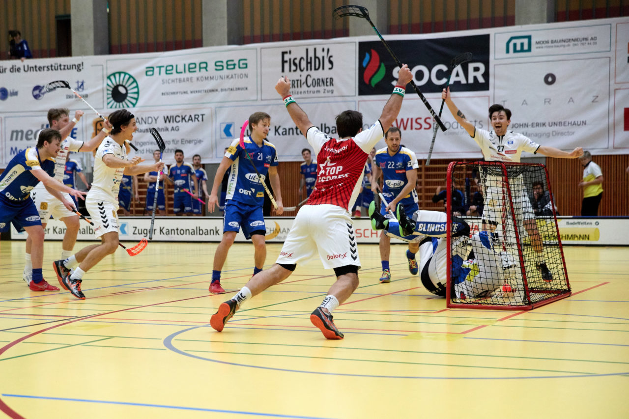 Zug United Herren NLA
Zug United - Kloten-Dietlikon Jets 
Resultat 7 : 6 nach Verlängerung am 6. Januar  Dezember 2019 in der Sporthalle in Zug 
Bild: Michael Peter