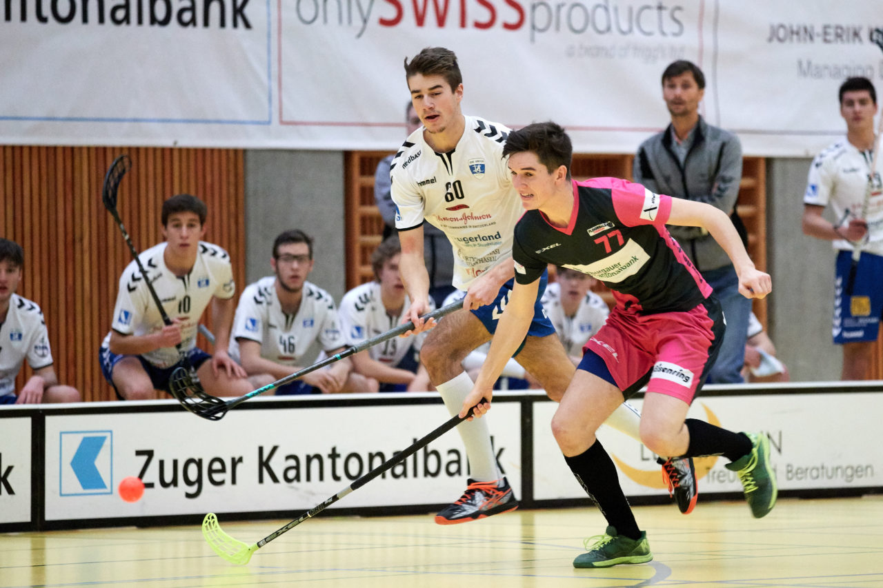 Zug United Junioren U21A 
Zug United - Floorbll Thurgau 
Resultat 7 : 5 am 6. Januar  Dezember 2019 in der Sporthalle in Zug 
Bild: Michael Peter