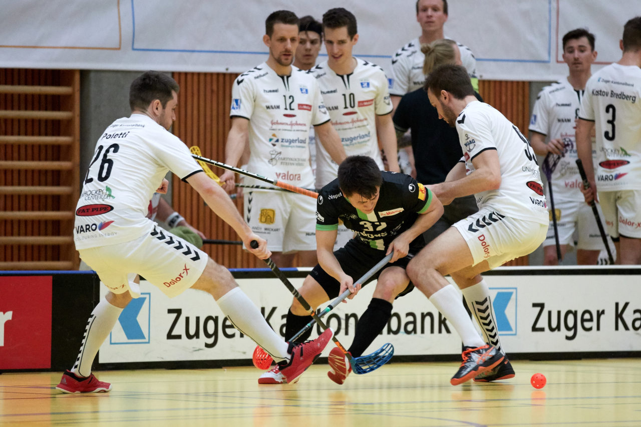 Zug United Herren NLA 
Zug United - UHC Waldkirch St Gallen 
Resultat 8 : 3 am 17. Februar 2019 in der Sporthalle in Zug 
Bild: Michael Peter
