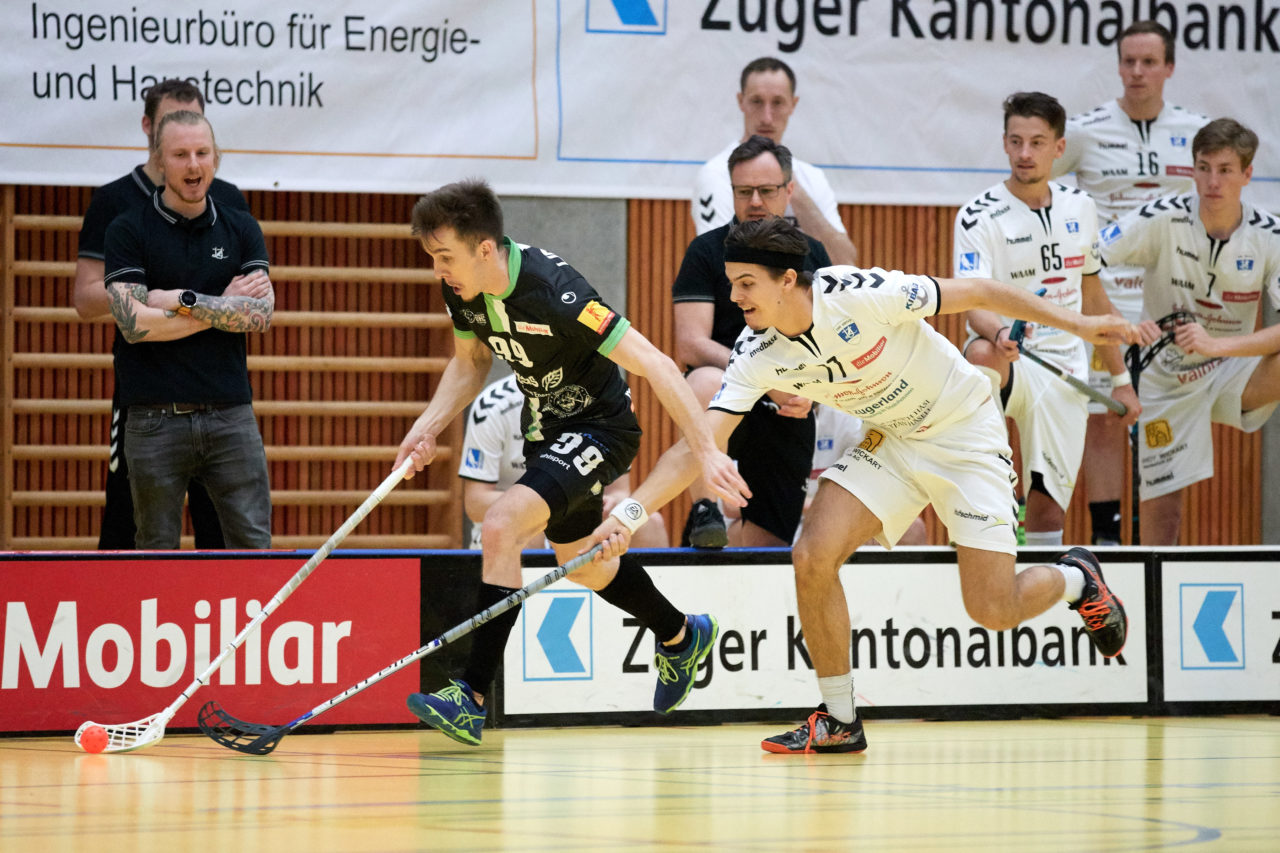 Zug United Herren NLA 
Zug United - UHC Waldkirch St Gallen 
Resultat 8 : 3 am 17. Februar 2019 in der Sporthalle in Zug 
Bild: Michael Peter