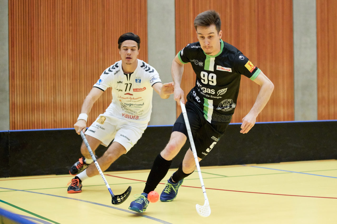Zug United Herren NLA 
Zug United - UHC Waldkirch St Gallen 
Resultat 8 : 3 am 17. Februar 2019 in der Sporthalle in Zug 
Bild: Michael Peter