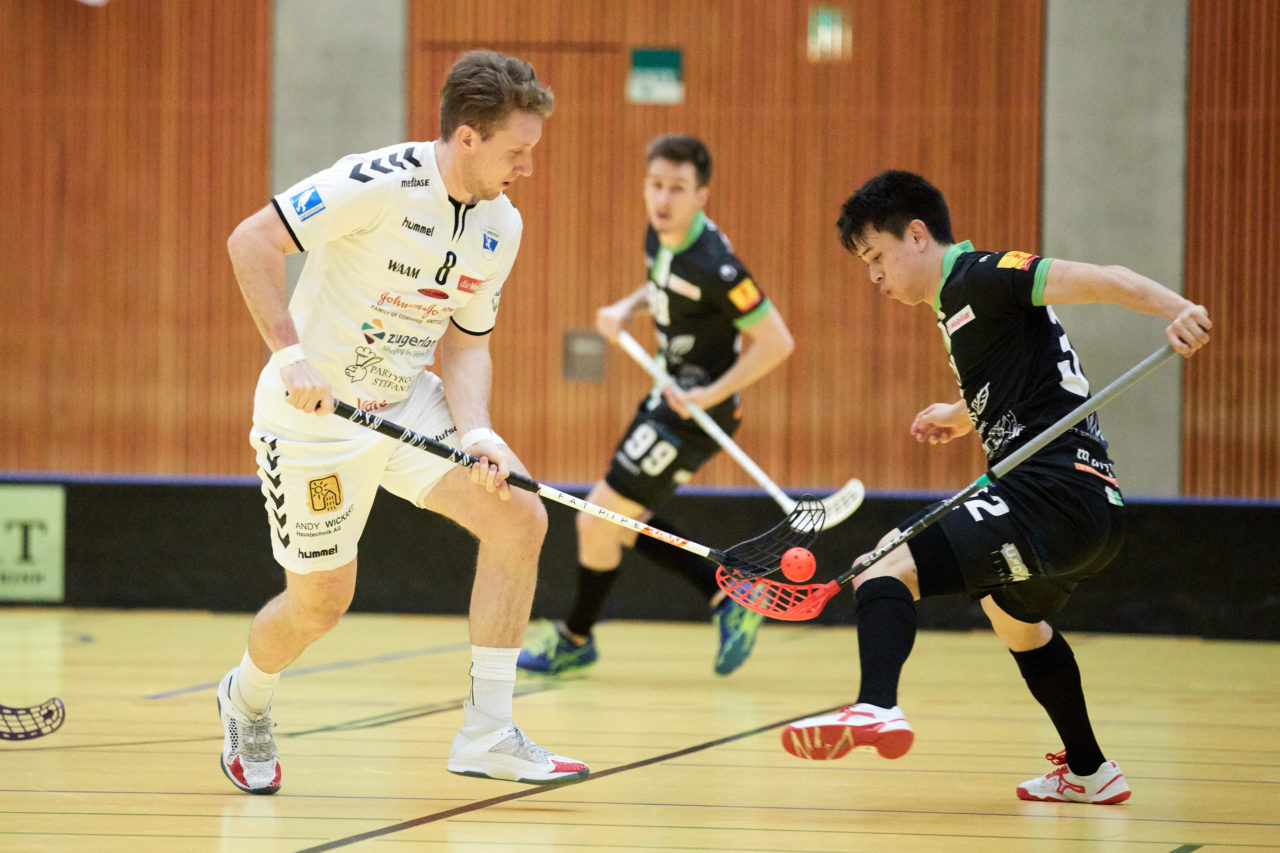 Zug United Herren NLA 
Zug United - UHC Waldkirch St Gallen 
Resultat 8 : 3 am 17. Februar 2019 in der Sporthalle in Zug 
Bild: Michael Peter