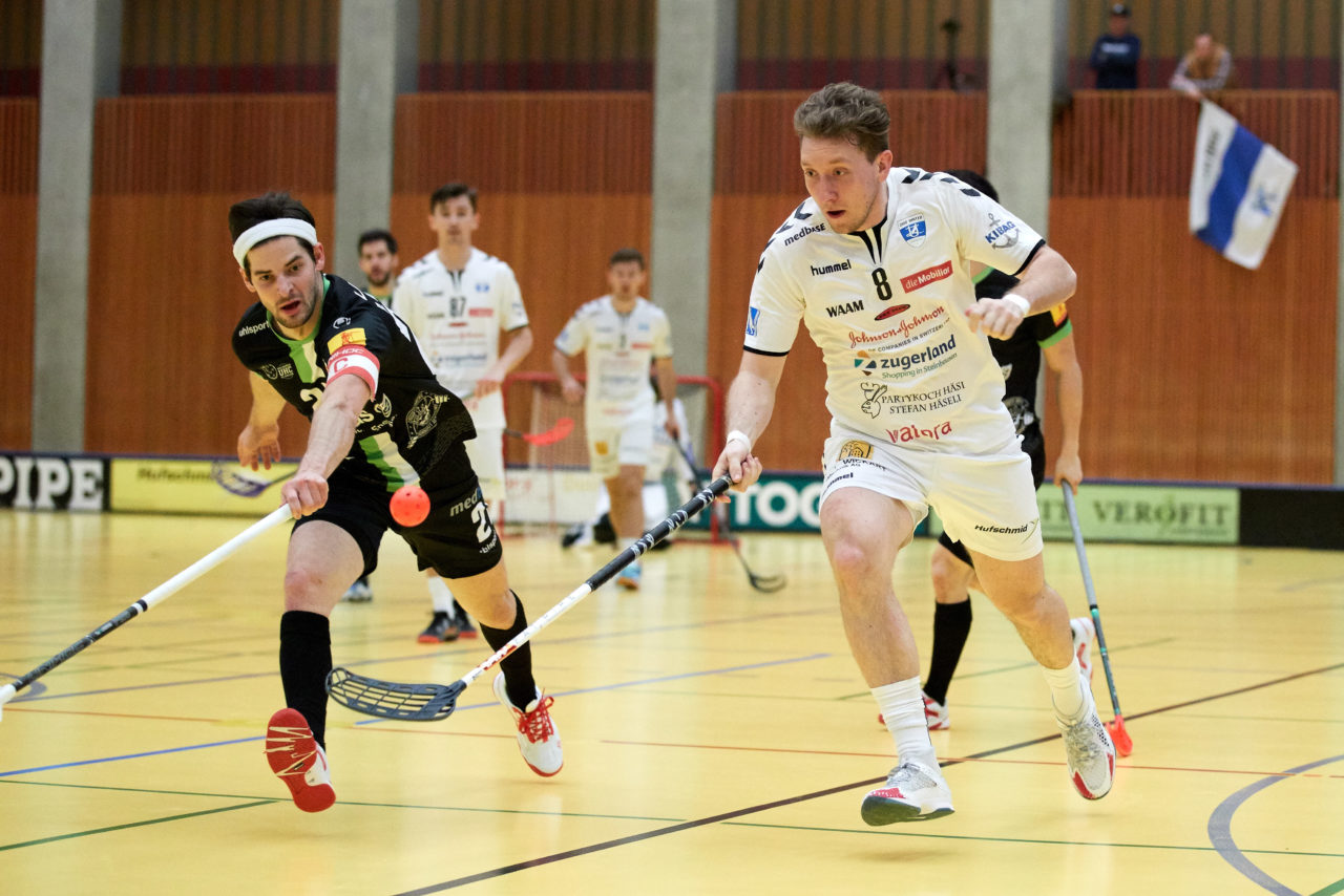 Zug United Herren NLA 
Zug United - UHC Waldkirch St Gallen 
Resultat 8 : 3 am 17. Februar 2019 in der Sporthalle in Zug 
Bild: Michael Peter