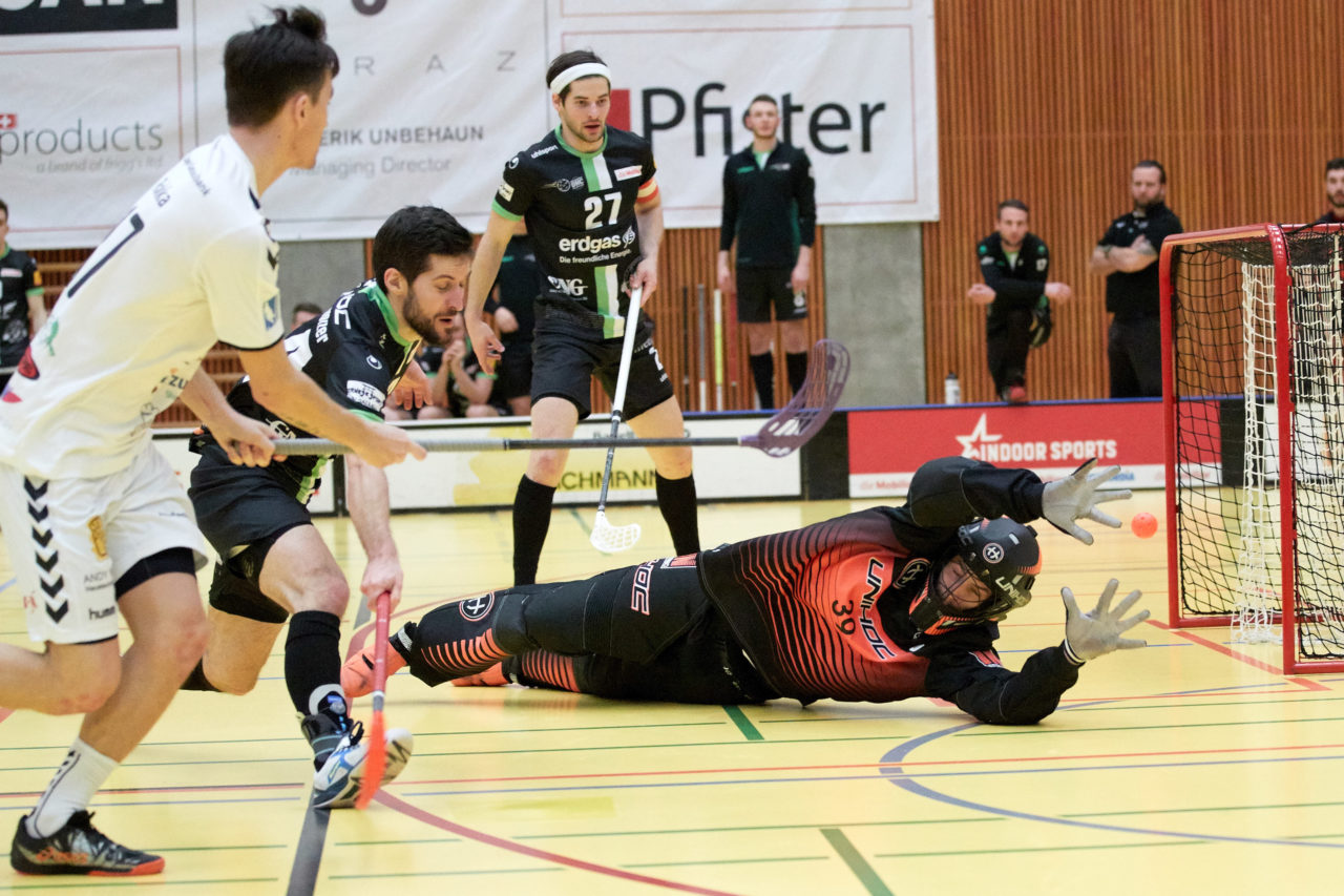 Zug United Herren NLA 
Zug United - UHC Waldkirch St Gallen 
Resultat 8 : 3 am 17. Februar 2019 in der Sporthalle in Zug 
Bild: Michael Peter
