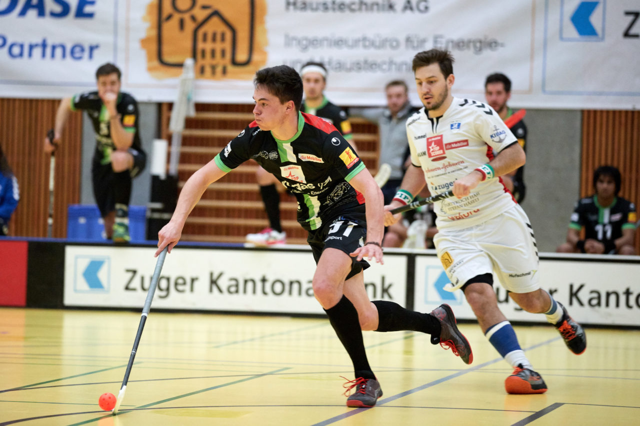 Zug United Herren NLA 
Zug United - UHC Waldkirch St Gallen 
Resultat 8 : 3 am 17. Februar 2019 in der Sporthalle in Zug 
Bild: Michael Peter