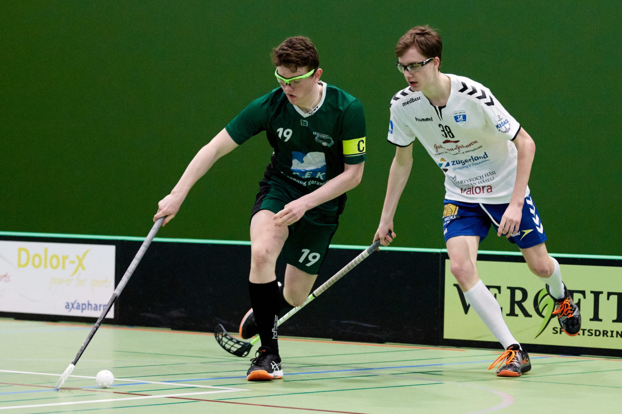 Zug United Junioren U16A Playoff Halbfinal 1. Spiel 
Zug United - SV Wiler-Ersigen 
Resultat 4 : 5 nach Verlängerung  am 24. März 2019 in der Sporthalle der Kantonsschule Zug 
Bild: Michael Peter