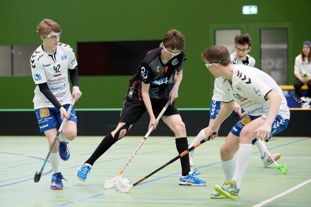 Zug United Junioren U16A Playoff Viertelfinal 1. Spiel 
Zug United - Grasshopper Club Zürich 
Resultat 7 : 1 am 10. März 2019 in der Sporthalle der Kantonsschule Zug 
Bild: Michael Peter