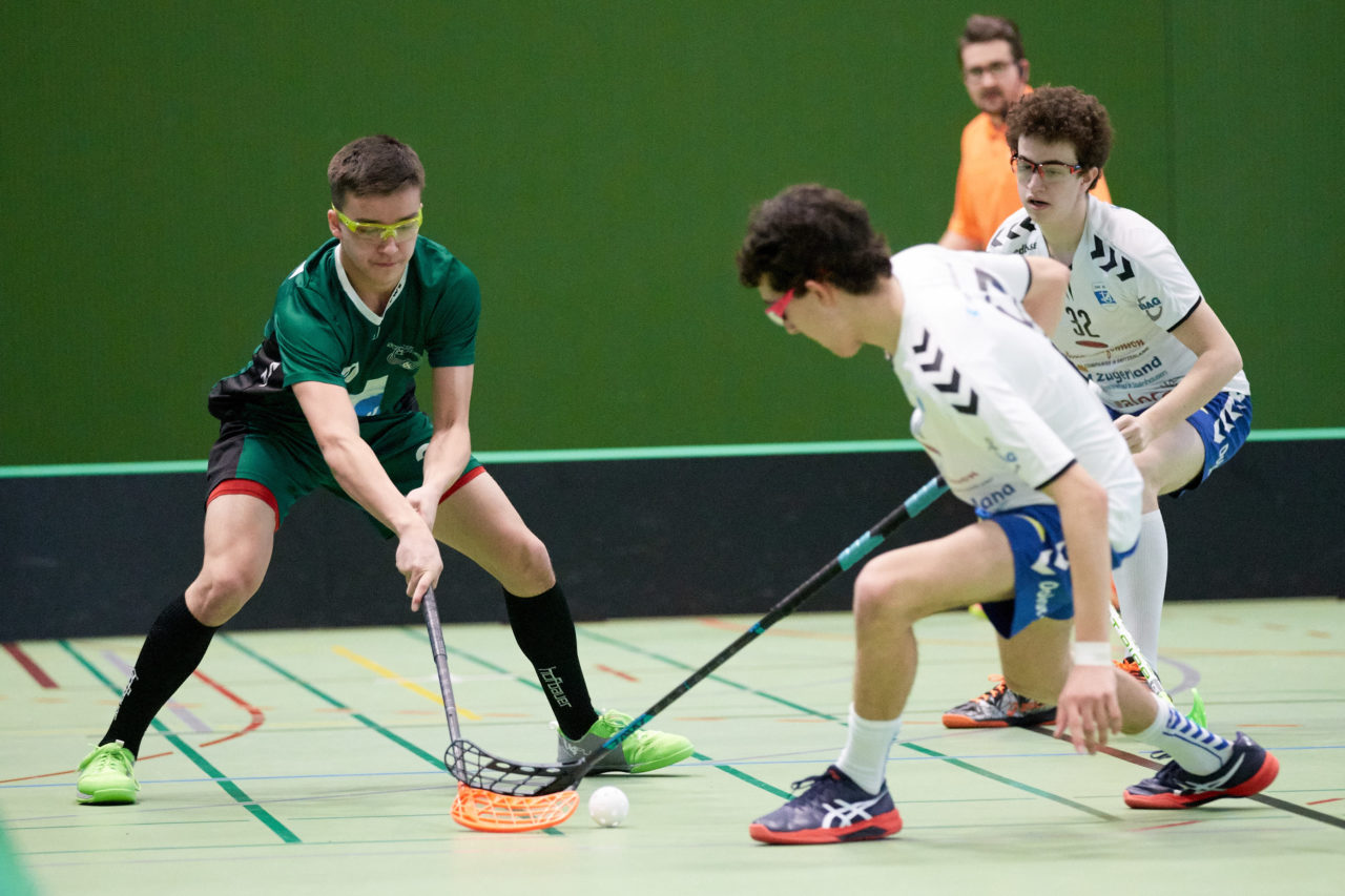 Zug United Junioren U16A Playoff Halbfinal 1. Spiel 
Zug United - SV Wiler-Ersigen 
Resultat 4 : 5 nach Verlängerung  am 24. März 2019 in der Sporthalle der Kantonsschule Zug 
Bild: Michael Peter