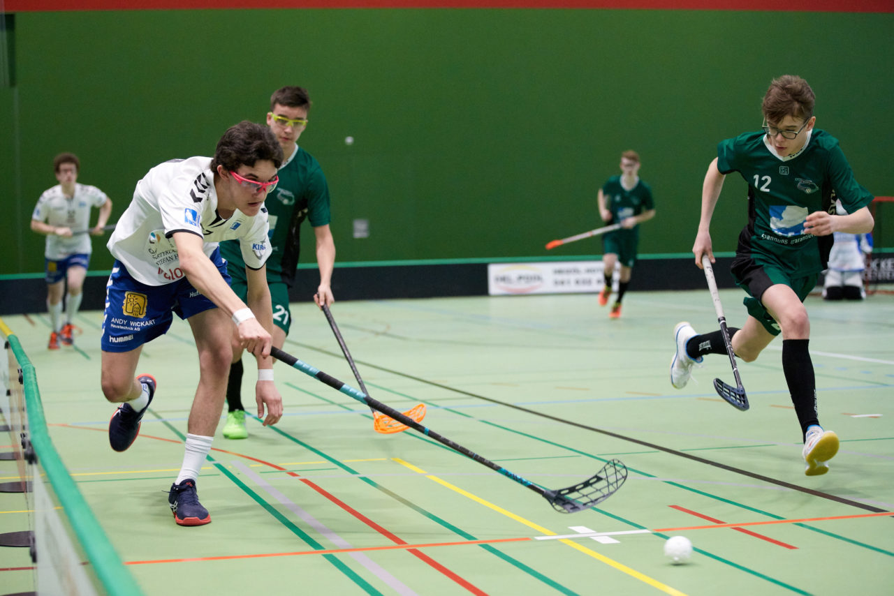 Zug United Junioren U16A Playoff Halbfinal 1. Spiel 
Zug United - SV Wiler-Ersigen 
Resultat 4 : 5 nach Verlängerung  am 24. März 2019 in der Sporthalle der Kantonsschule Zug 
Bild: Michael Peter
