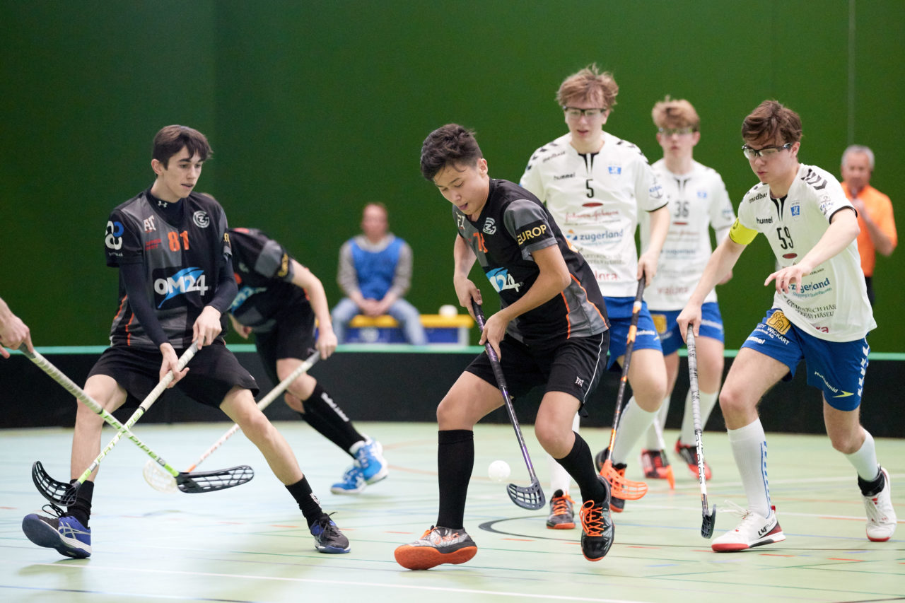 Zug United Junioren U16A Playoff Viertelfinal 1. Spiel 
Zug United - Grasshopper Club Zürich 
Resultat 7 : 1 am 10. März 2019 in der Sporthalle der Kantonsschule Zug 
Bild: Michael Peter