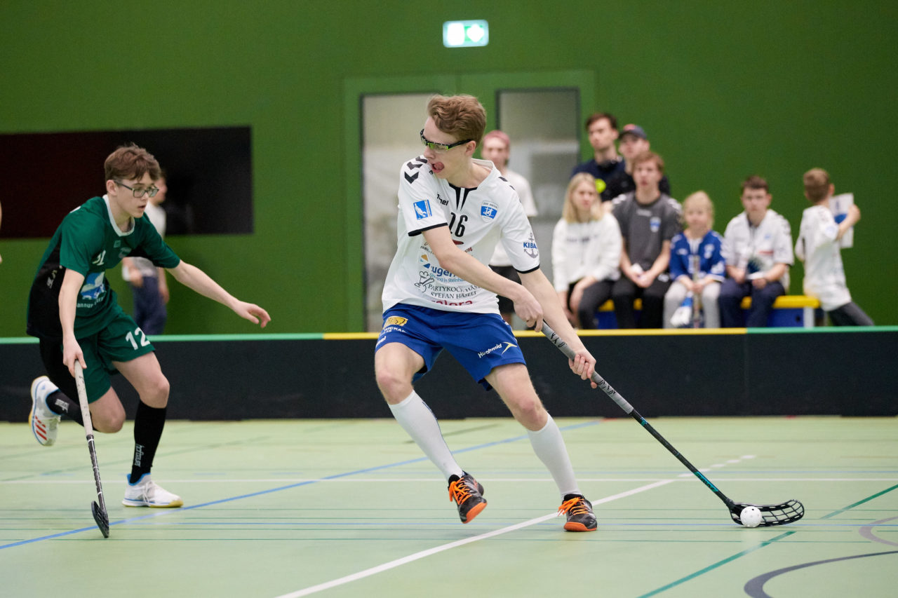 Zug United Junioren U16A Playoff Halbfinal 1. Spiel 
Zug United - SV Wiler-Ersigen 
Resultat 4 : 5 nach Verlängerung  am 24. März 2019 in der Sporthalle der Kantonsschule Zug 
Bild: Michael Peter