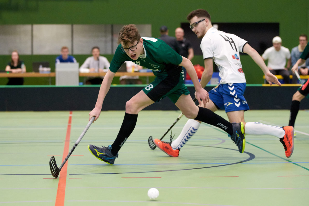 Zug United Junioren U16A Playoff Halbfinal 1. Spiel 
Zug United - SV Wiler-Ersigen 
Resultat 4 : 5 nach Verlängerung  am 24. März 2019 in der Sporthalle der Kantonsschule Zug 
Bild: Michael Peter