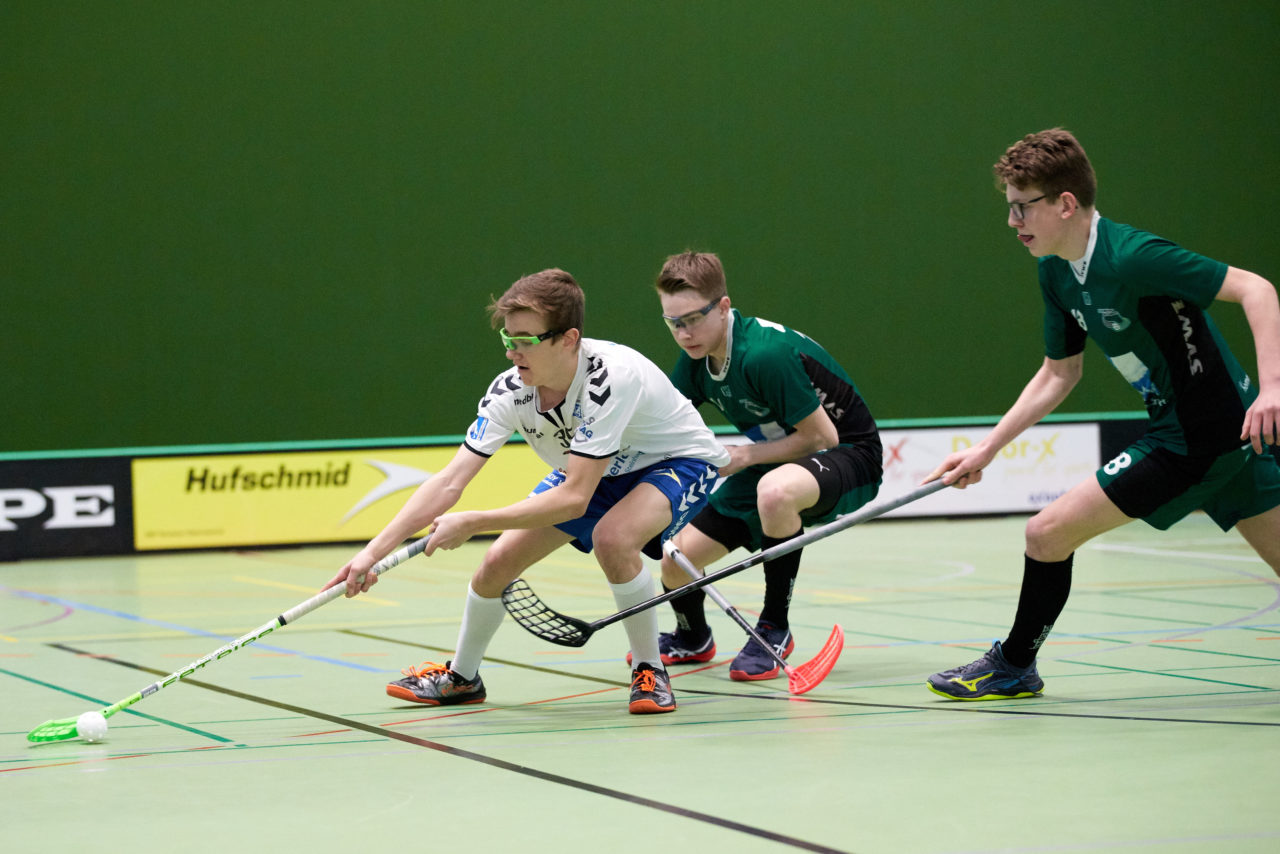 Zug United Junioren U16A Playoff Halbfinal 1. Spiel 
Zug United - SV Wiler-Ersigen 
Resultat 4 : 5 nach Verlängerung  am 24. März 2019 in der Sporthalle der Kantonsschule Zug 
Bild: Michael Peter