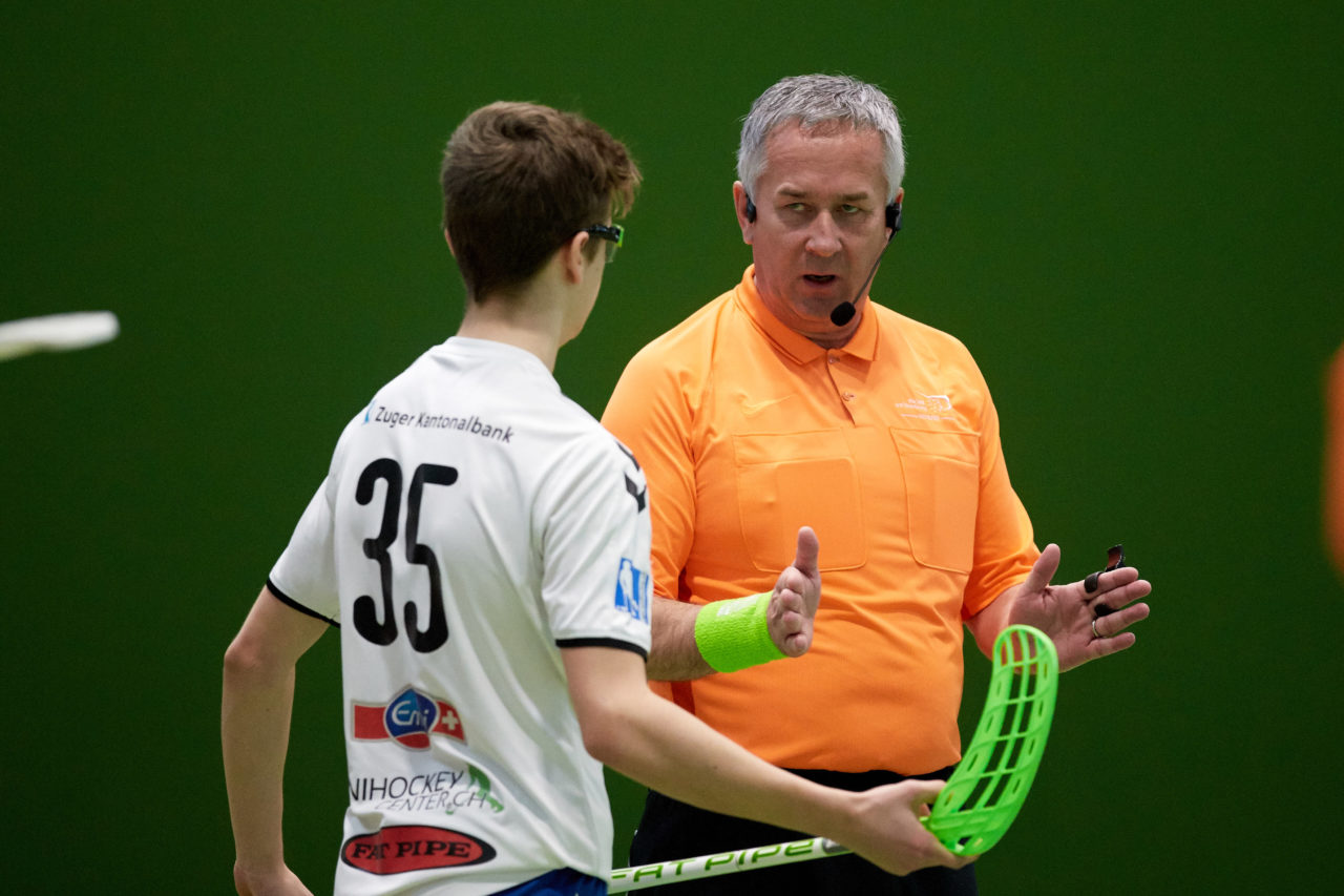 Zug United Junioren U16A Playoff Halbfinal 1. Spiel 
Zug United - SV Wiler-Ersigen 
Resultat 4 : 5 nach Verlängerung  am 24. März 2019 in der Sporthalle der Kantonsschule Zug 
Bild: Michael Peter