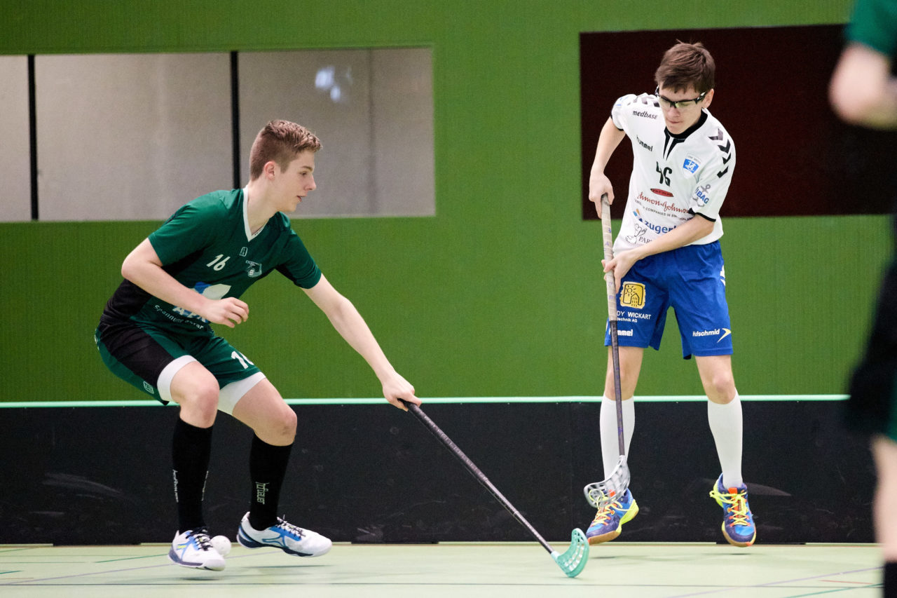 Zug United Junioren U16A Playoff Halbfinal 1. Spiel 
Zug United - SV Wiler-Ersigen 
Resultat 4 : 5 nach Verlängerung  am 24. März 2019 in der Sporthalle der Kantonsschule Zug 
Bild: Michael Peter