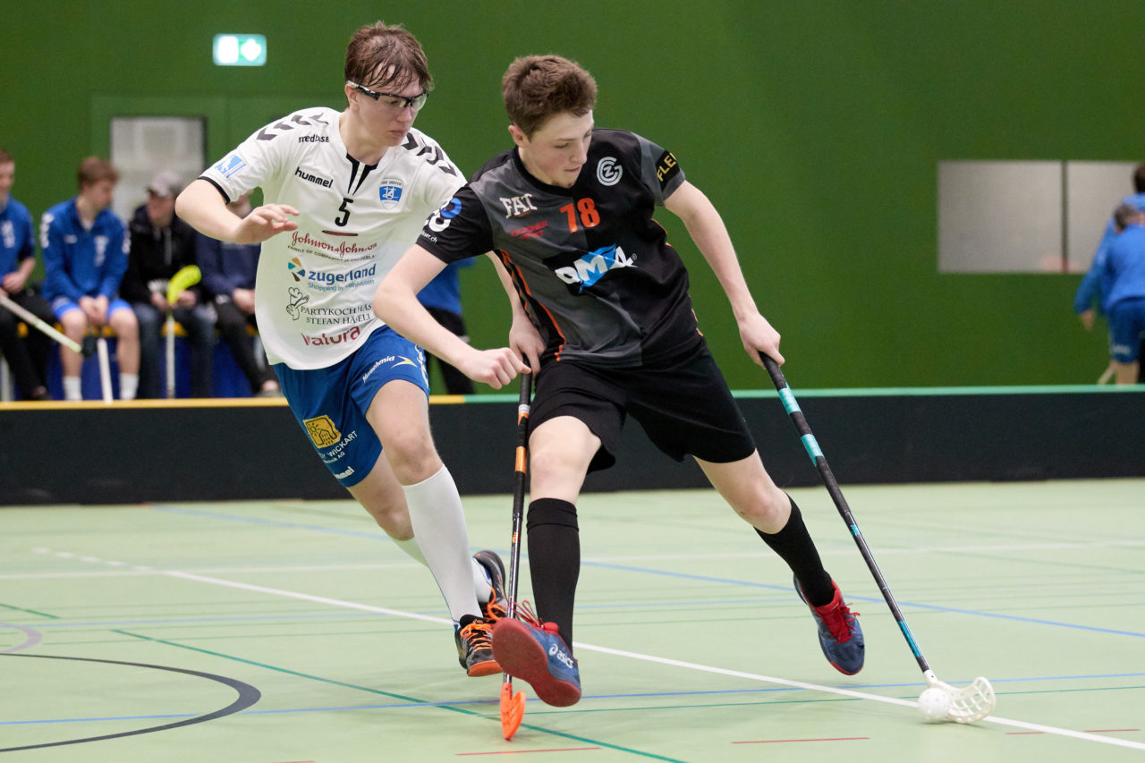 Zug United Junioren U16A Playoff Viertelfinal 1. Spiel 
Zug United - Grasshopper Club Zürich 
Resultat 7 : 1 am 10. März 2019 in der Sporthalle der Kantonsschule Zug 
Bild: Michael Peter