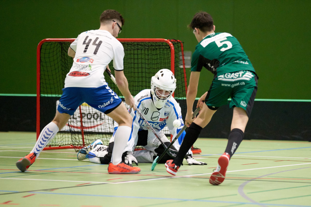 Zug United Junioren U16A Playoff Halbfinal 1. Spiel 
Zug United - SV Wiler-Ersigen 
Resultat 4 : 5 nach Verlängerung  am 24. März 2019 in der Sporthalle der Kantonsschule Zug 
Bild: Michael Peter