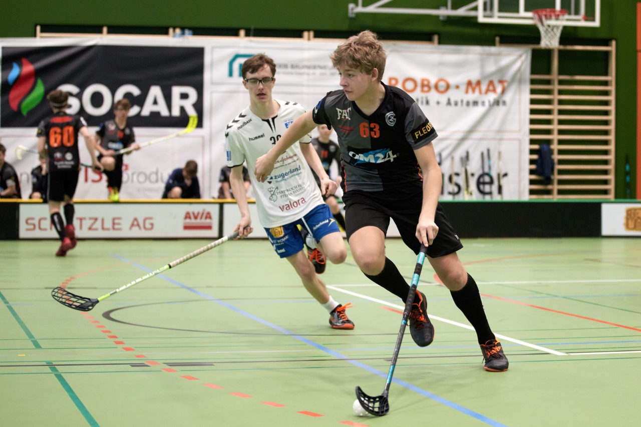 Zug United Junioren U16A Playoff Viertelfinal 1. Spiel 
Zug United - Grasshopper Club Zürich 
Resultat 7 : 1 am 10. März 2019 in der Sporthalle der Kantonsschule Zug 
Bild: Michael Peter