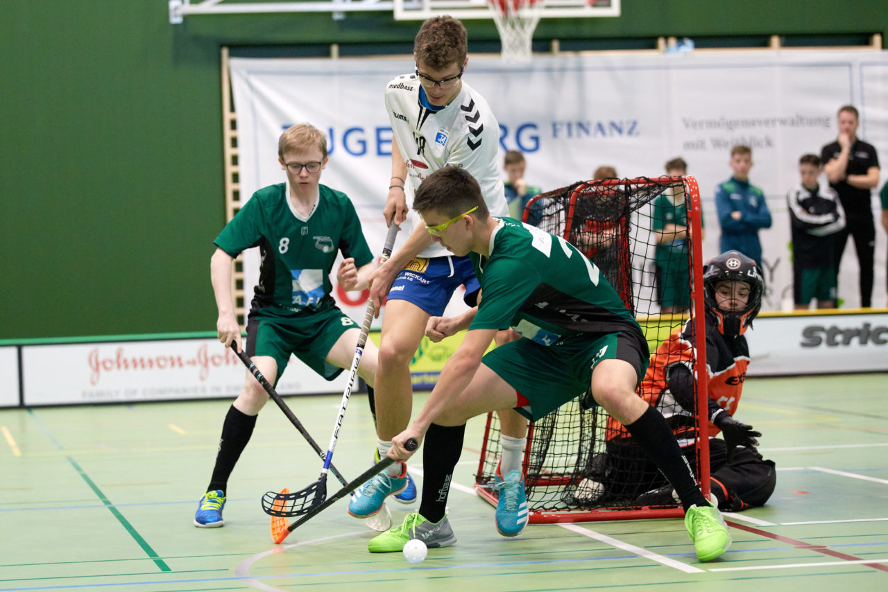 Zug United Junioren U16A Playoff Halbfinal 1. Spiel 
Zug United - SV Wiler-Ersigen 
Resultat 4 : 5 nach Verlängerung  am 24. März 2019 in der Sporthalle der Kantonsschule Zug 
Bild: Michael Peter