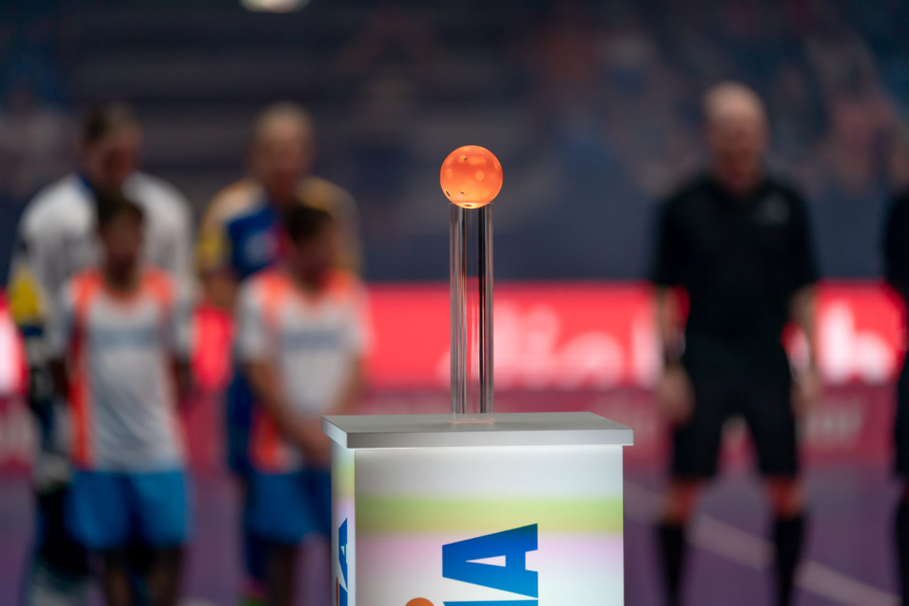 Saalsporthalle (Zürich), 31.08.2019, Unihockey Damen Supercup 2019, Kloten-Dietlikon Jets - piranha chur, der Spielball

(Claudio Schwarz, unihockey-fotos.ch)