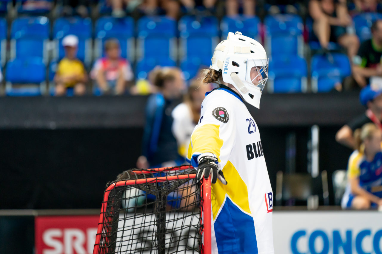 Saalsporthalle (Zürich), 31.08.2019, Unihockey Damen Supercup 2019, Kloten-Dietlikon Jets - piranha chur, Monika Schmid (Nr. 29, Kloten-Dietlikon Jets) im Tor
 
(Claudio Schwarz, unihockey-fotos.ch)