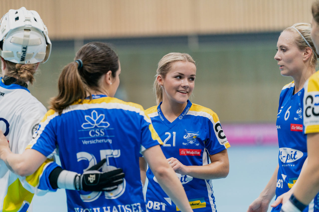 heja Stighag (Kloten), 21.09.2019, Unihockey Damen NLA 2. Runde, Kloten-Dietlikon Jets - Unihockey Berner Oberland, die Erleichterung ist gross über den ersten Sieg

(Claudio Schwarz, unihockey-fotos.ch)